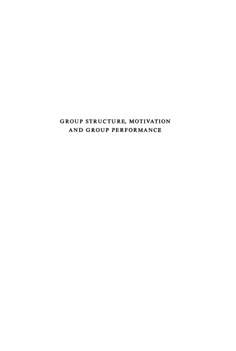 Cover image for book Group Structure Motivation and Group Performance