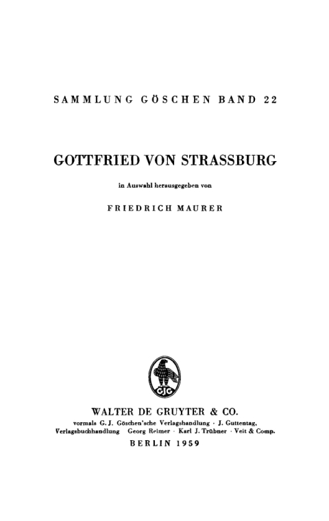 Cover image for book Gottfried von Strassburg