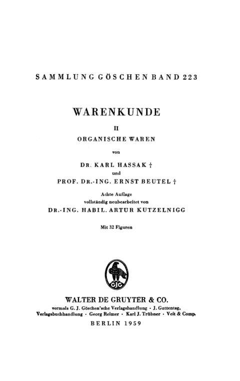 Cover image for book Organische Waren