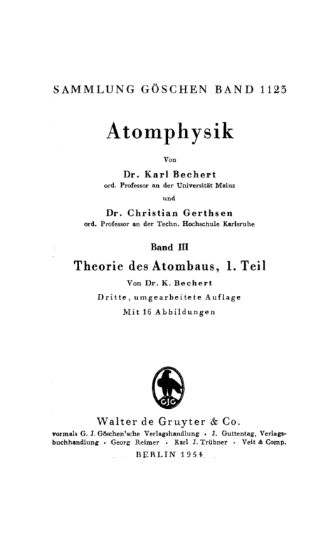 Cover image for book Theorie des Atombaus, Teil 1