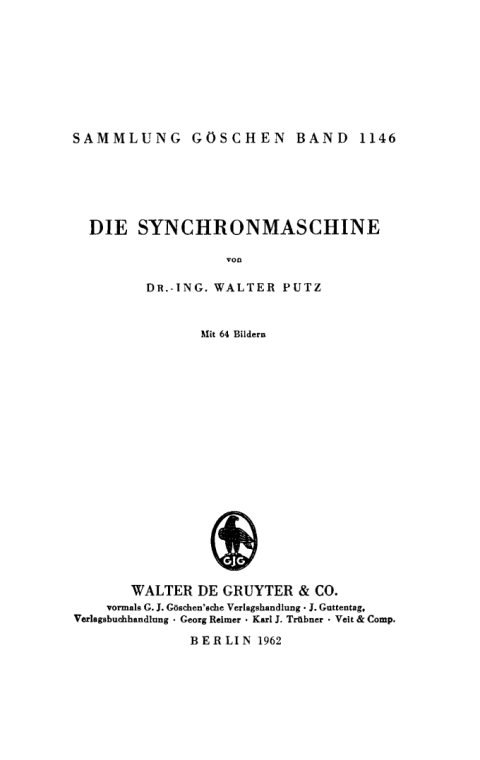 Cover image for book Die Synchronmaschine