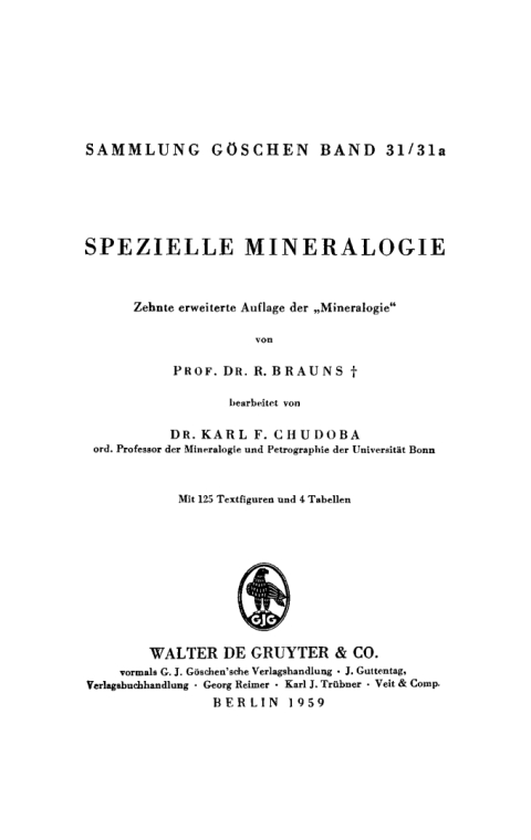 Cover image for book Spezielle Mineralogie