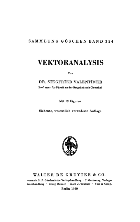 Cover image for book Vektor analysis