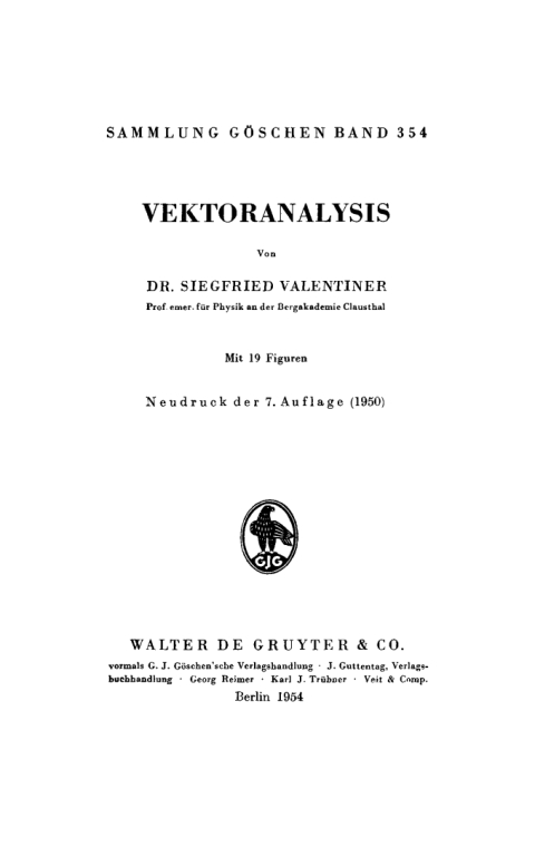 Cover image for book Vektor analysis