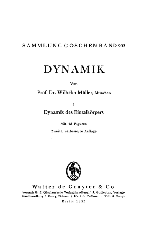 Cover image for book Dynamik des Einzelkörpers