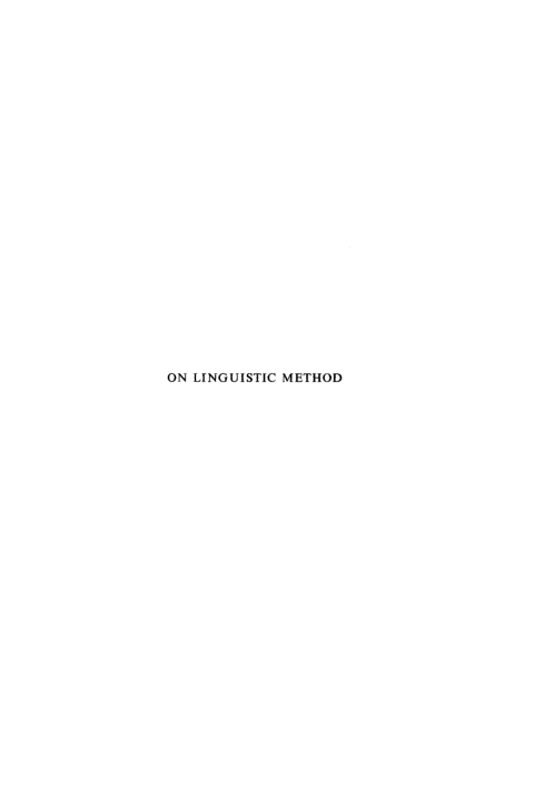 Cover image for book On Linguistic Method