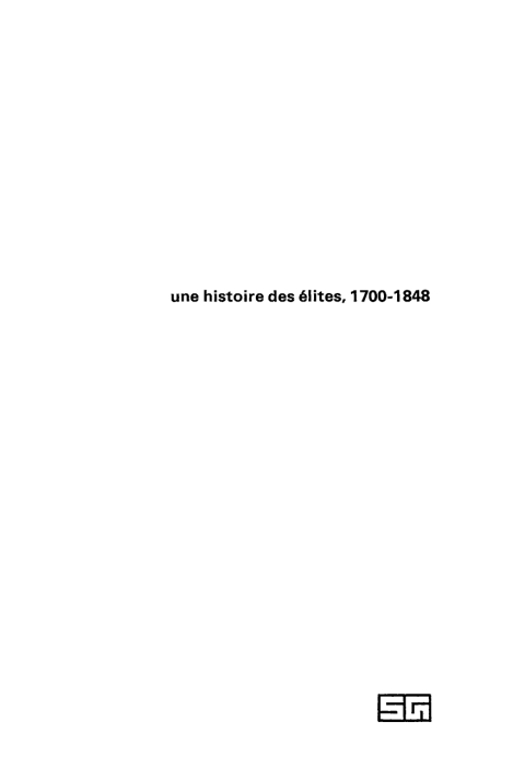 Cover image for book Une histoire des élites, 1700–1848