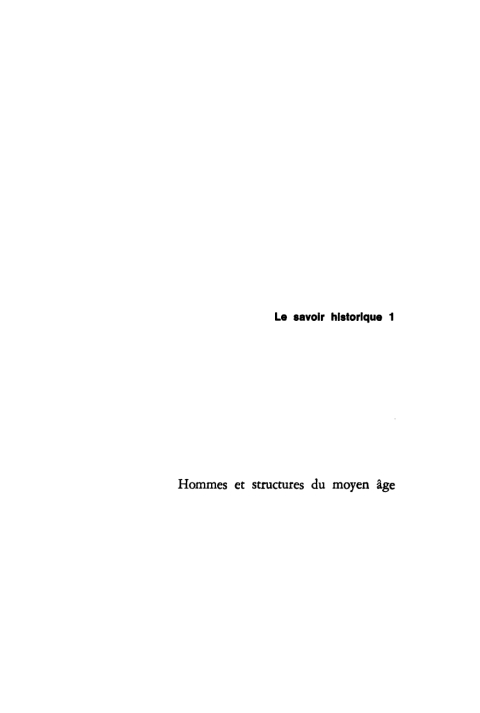 Cover image for book Hommes et structures du moyen âge