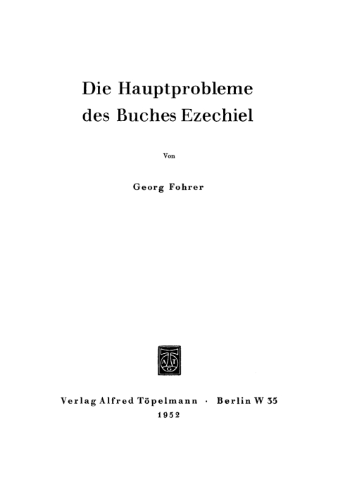 Cover image for book Die Hauptprobleme des Buches Ezechiel