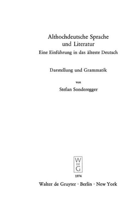 Cover image for book Althochdeutsche Sprache und Literatur