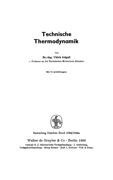 Cover image for book Technische Thermodynamik