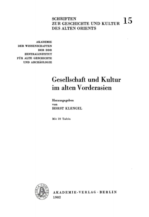 Cover image for book Gesellschaft und Kultur im alten Vorderasien