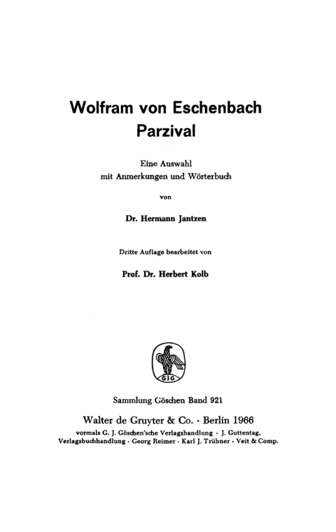 Cover image for book Wolfram von Eschenbach Parzival