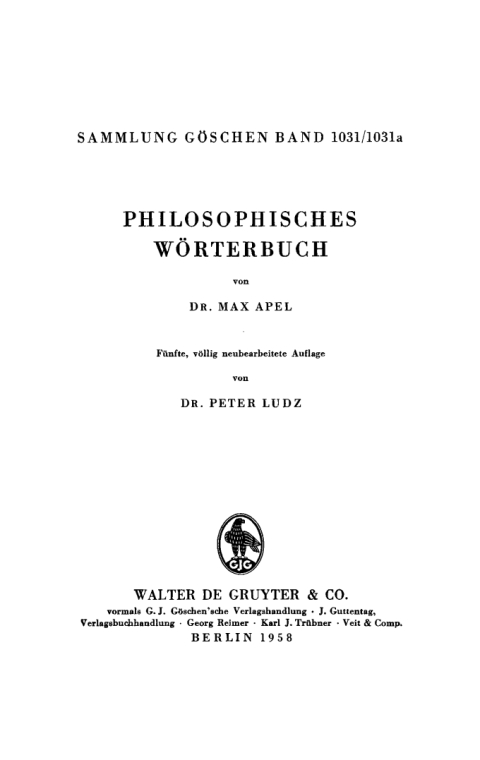Cover image for book Philosophisches Wörterbuch