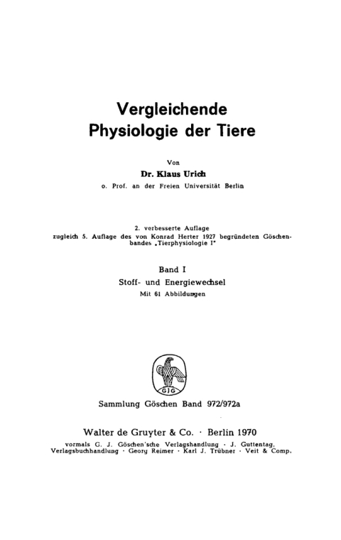 Cover image for book Stoff- und Energiewechsel