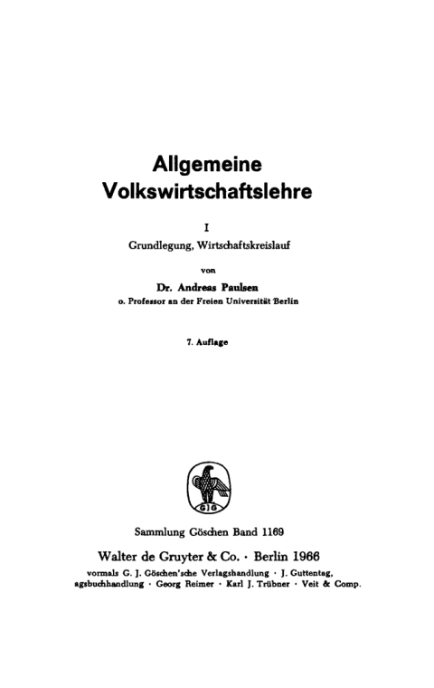 Cover image for book Grundlegung, Wirtschaftskreislauf