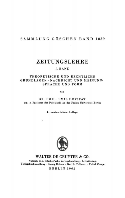 Cover image for book Theoretische und rechtliche Grundlagen. Nachricht und Meinung. Sprache und Form