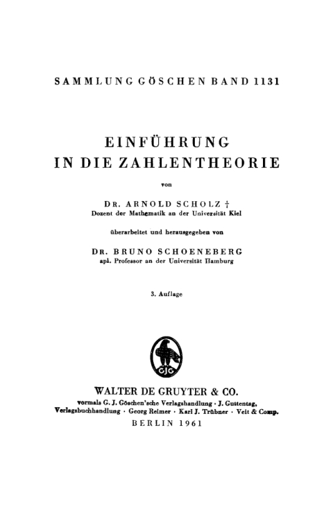 Cover image for book Einführung in die Zahlentheorie