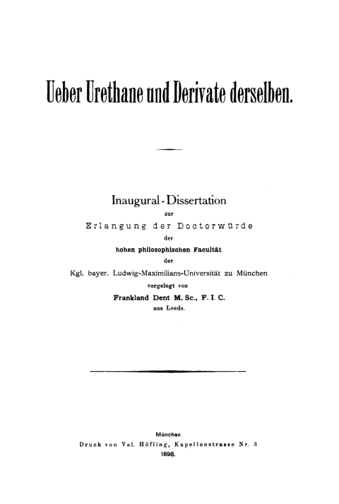 Cover image for book Ueber Urethane und Derivate derselben