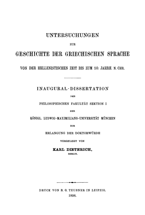 Cover image for book Untersuchungen zur Geschichte der griechischen Sprache