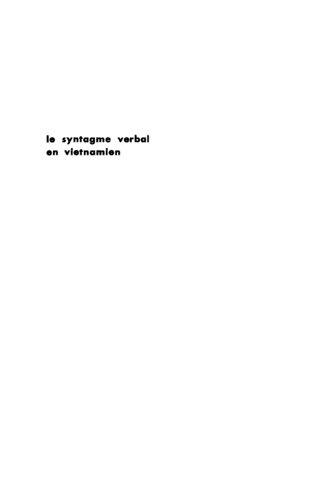 Cover image for book Le syntagme verbal en vietnamien