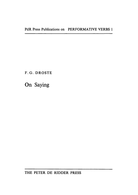 Cover image for book On Saying