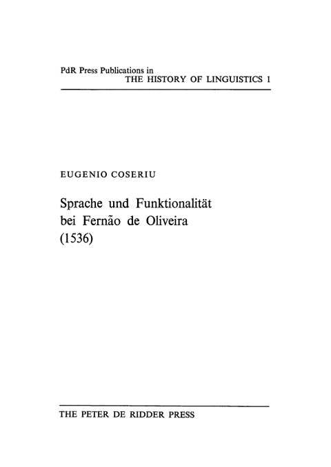 Cover image for book Sprache und Funktionalität bei Fernão de Oliveira (1536)