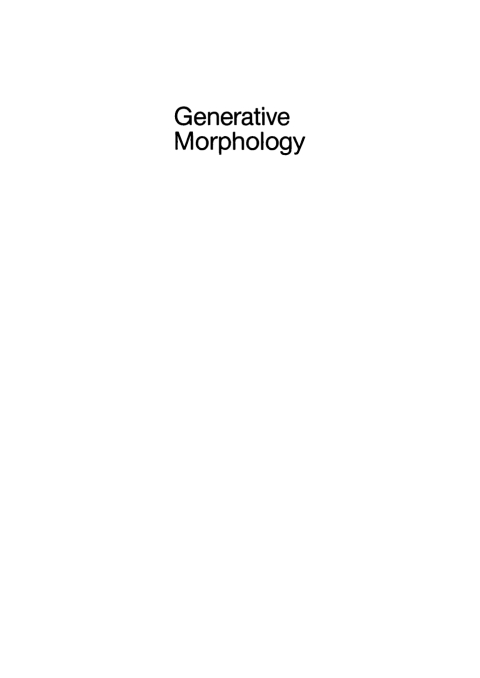 Cover image for book Generative Morphology
