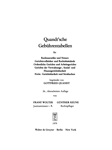 Cover image for book Quandt’sche Gebührentabellen