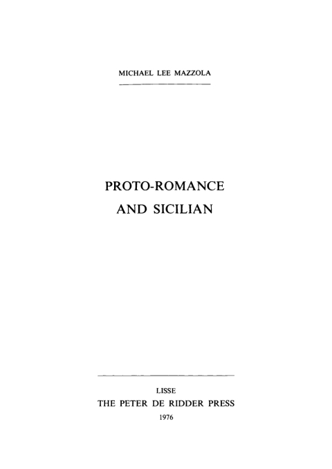 Cover image for book Proto-Romance and Sicilian