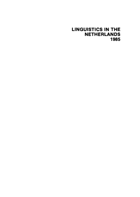 Cover image for book Linguistics in the Netherlands 1985
