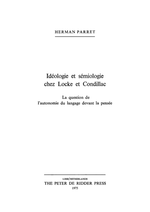 Cover image for book Idéologie et sémiologie chez Locke et Condillac