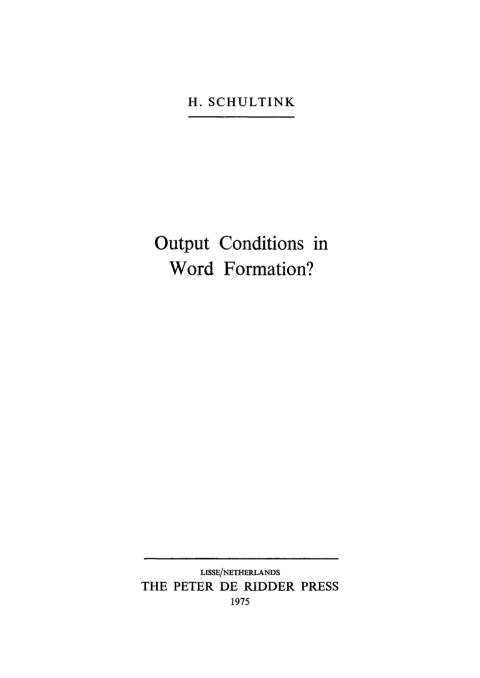 Cover image for book Output Conditions in Word Formation?