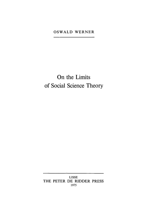 Cover image for book On the Limits of Social Science Theory