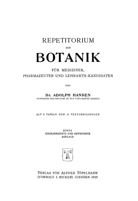 Cover image for book Repetitorium der Botanik
