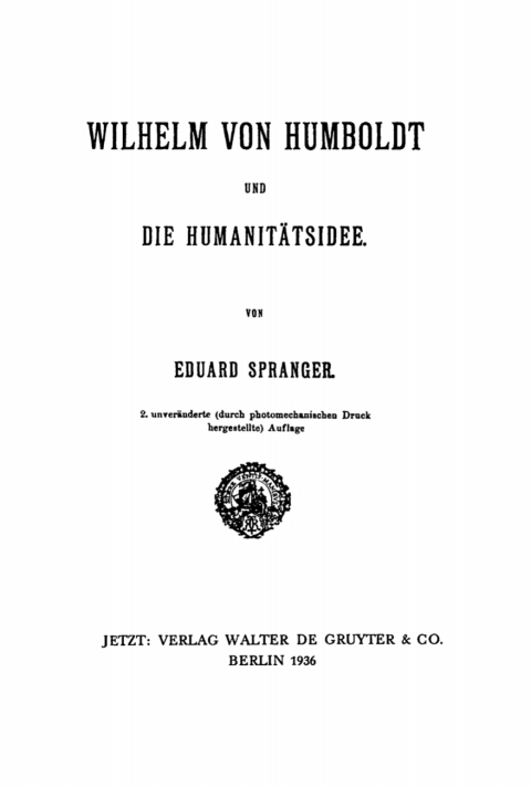 Cover image for book Wilhelm von Humboldt und die Humanitätsidee