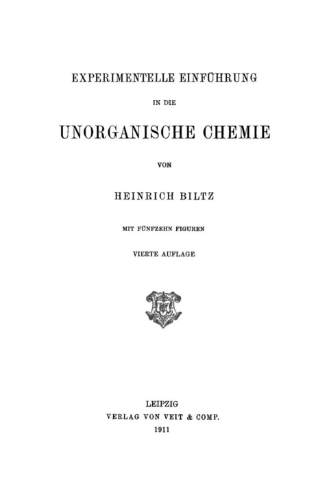 Cover image for book Experimentelle Einführung in die unorganische Chemie