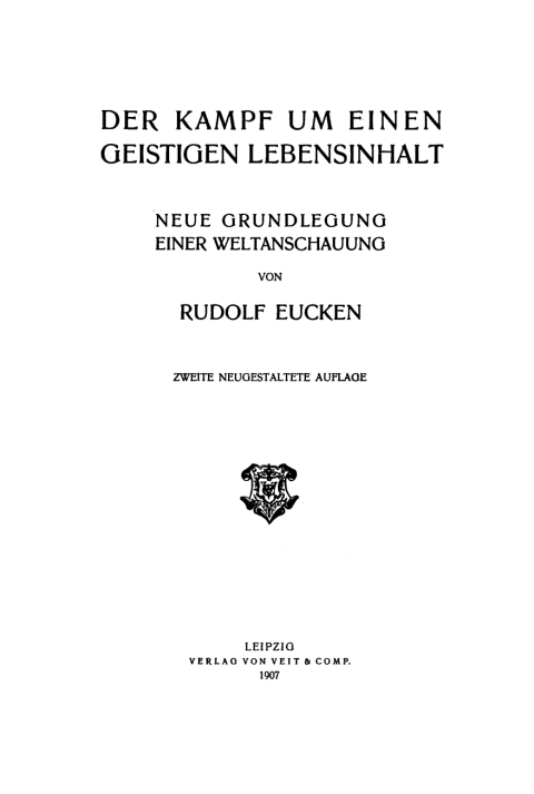 Cover image for book Der Kampf um einen geistigen Lebensinhalt
