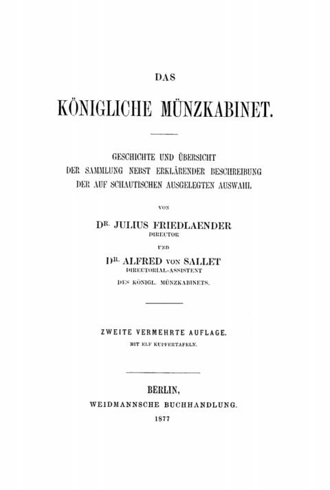 Cover image for book Das Königliche Münzkabinet