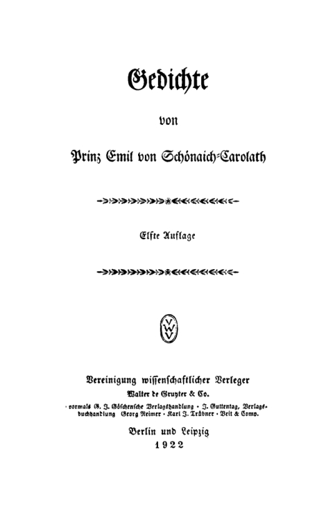 Cover image for book Gedichte von Prinz Emil von Schönaich-Carolath