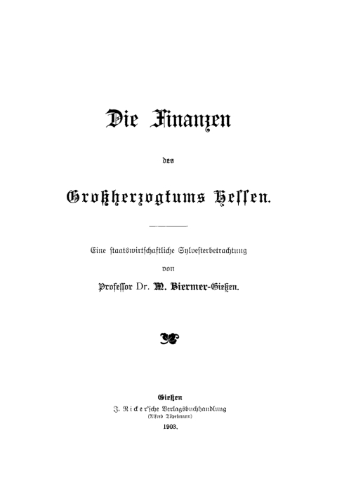Cover image for book Die Finanzen des Großherzogtums Hessen