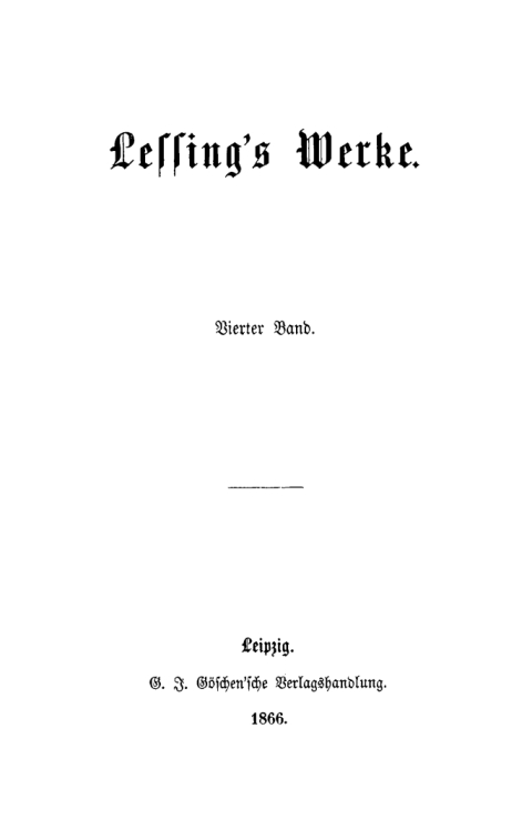 Cover image for book G. E. Lessing: Lessing’s Werke. Band 4