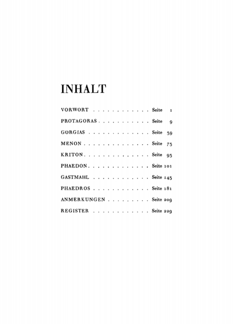 Cover image for book Protagoras, Gorgias, Menon, Kriton, Phaedon, Gastmahl, Phaedros
