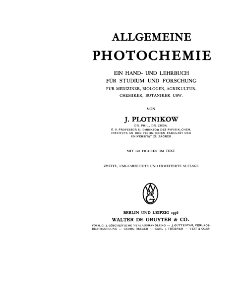 Cover image for book Allgemeine Photochemie