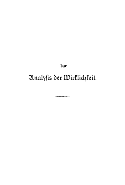 Cover image for book Zur Analysis der Wirklichkeit