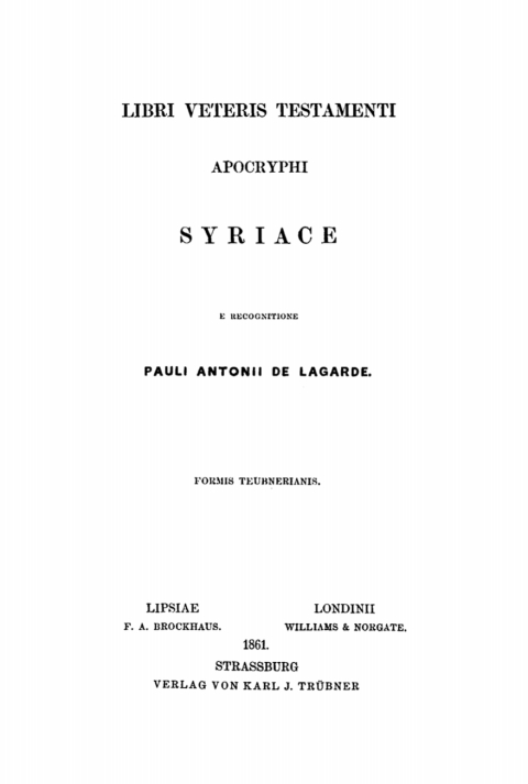 Cover image for book Libri Veteris Testamenti Apocryphi Syriace