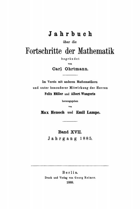 Cover image for book Jahrgang 1885