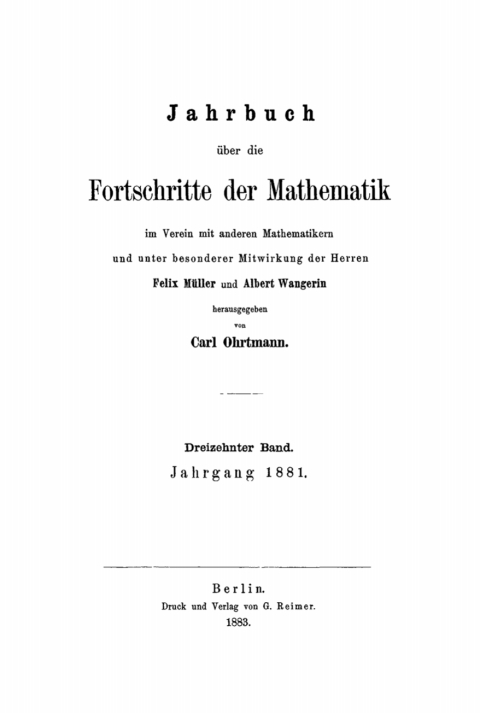 Cover image for book Jahrgang 1881