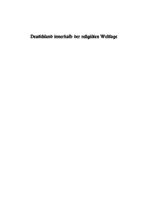 Cover image for book Deutschland innerhalb der religiösen Weltlage