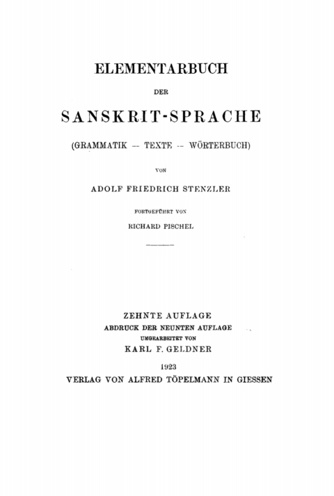 Cover image for book Elementarbuch der Sanskrit-Sprache